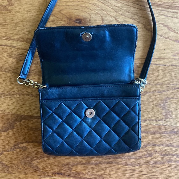 Calvin Klein Women's Metallic Quilted Lamb Leather Crossbody - Picture 8 of 12